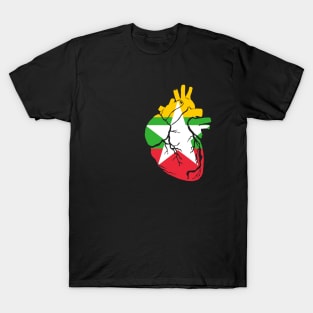 Myanmar Flag, Anatomical Heart Design T-Shirt